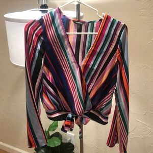 Express multicolored striped blouse